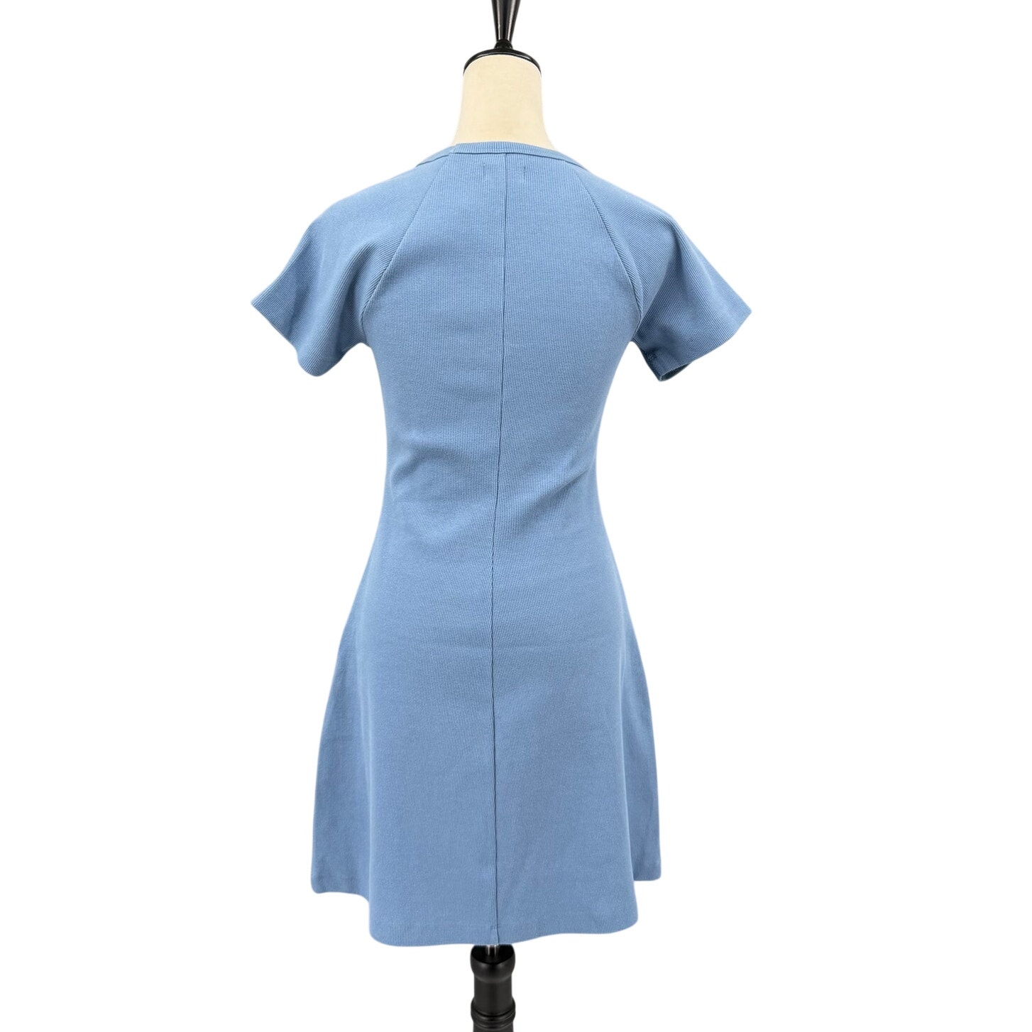 Upwest Nwt Blue Ribbed Compression Thick Knit Fitted T-Shirt Mini Dress — image 2 of 8